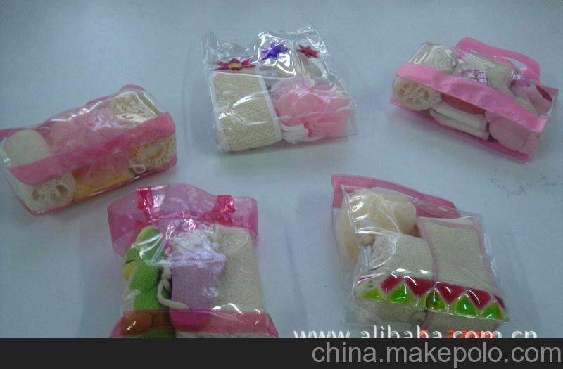 供应丝瓜络套装,剑麻套装，PVC套袋，沐浴用品套装配件
