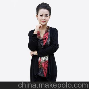 敬福妈妈 秋冬中老年服装弹力装饰亮片妈妈装针织衫假两件t恤