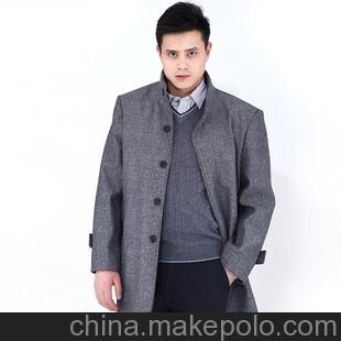 热销2013春款中老年服装批发 中长款风衣大衣 男装羊毛大衣2009