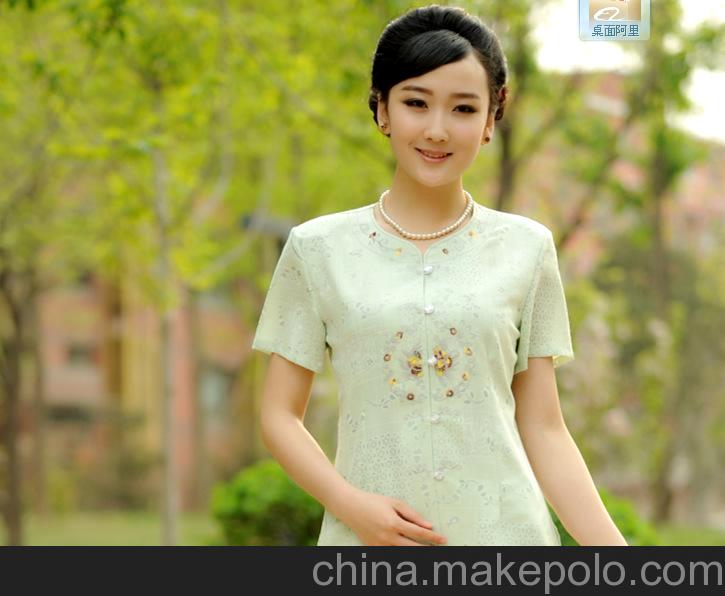 2013新款女装 夏季短袖衬衫 中老年服装批发加大加肥