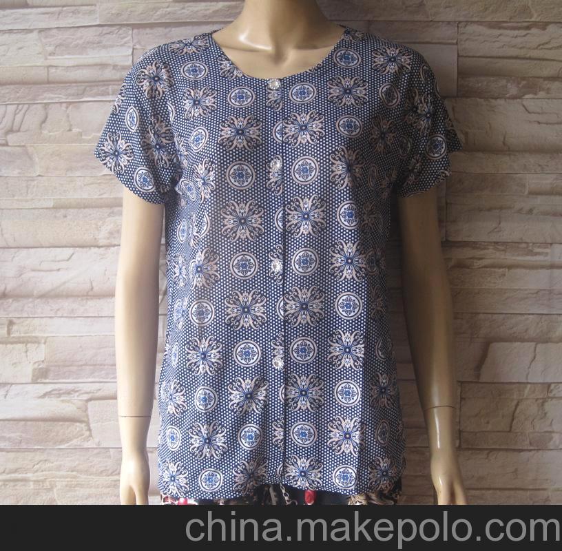 夏季中老年服装 老年人阿姨装 圆领短袖阿姨装T恤A-1