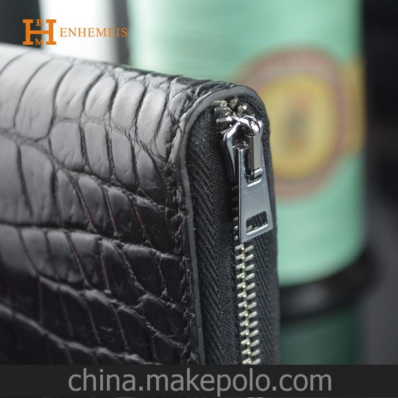 鳄鱼皮手拿包 真鳄鱼皮拉链手包 手抓包 手工编织 高档皮具 男包