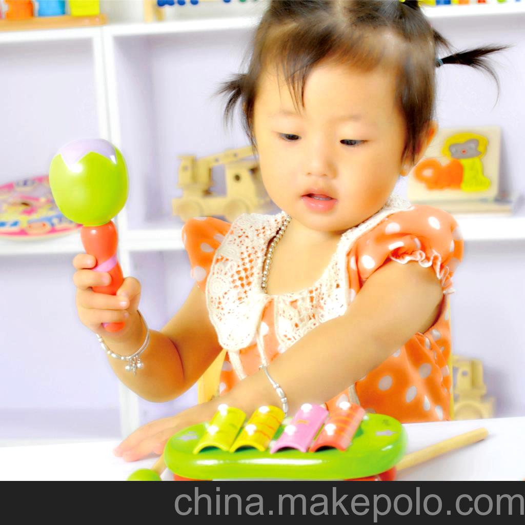 颜色超美的 法国木制敲琴 摇铃 沙球 笛子 乐器组合CM0703-1