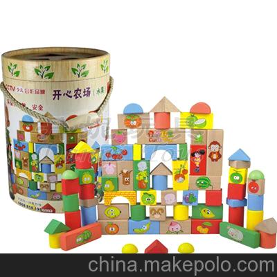 CCTV三毛动画片衍生产品 丹妮木制玩具 桶装积木系列 等